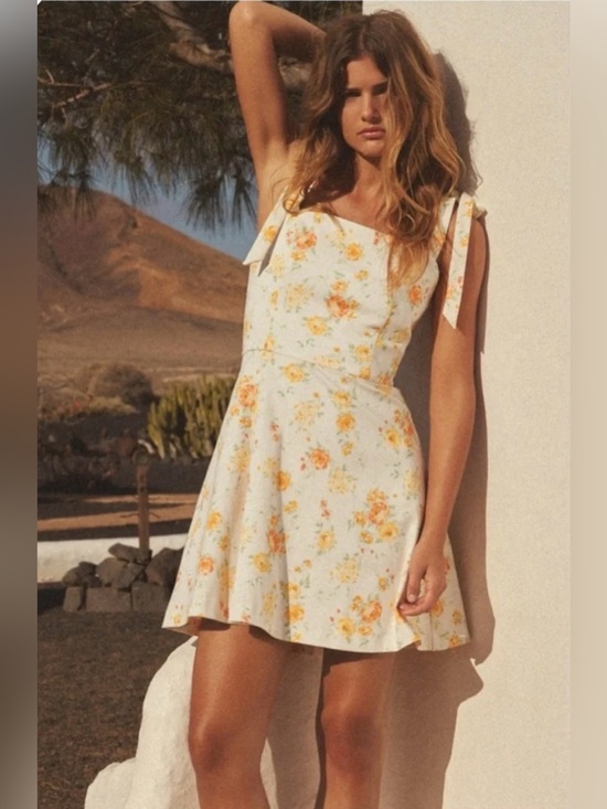 Zara Dresses & Skirts - NWT Zara Cream Orange & Yellow Floral Cottagecore Mini Dress